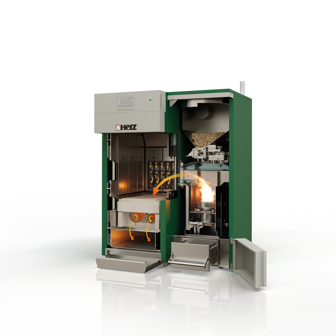 pelletfire with integrated suction hopper - HERZ Energietechnik